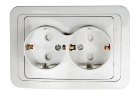 Розетка двойная с заземлением со шторкой CLASSICO белая 2128x IN HOME - Фото
