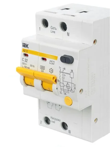 Выключатель автоматический дифференциального тока 2п C 32А 100мА тип AC 4.5кА АД-12 KARAT IEK MAD10-2-032-C-100 - фото 8