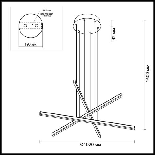 Люстра подвесная «ODEON LIGHT» 3890/48L, серия: RUDY (крепление на планке). Фото 2.