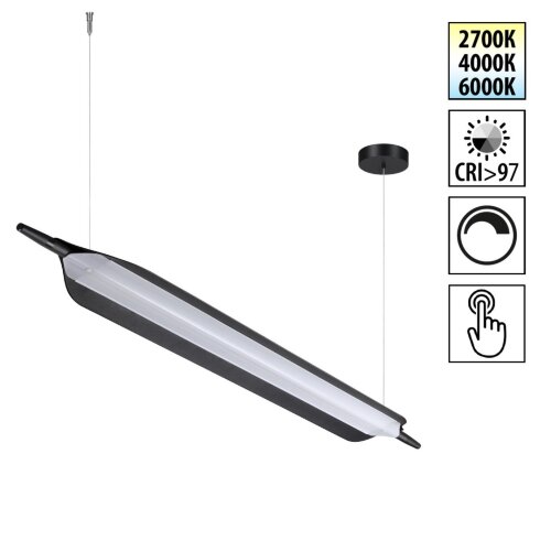 Светильник подвесной светодиодный диммируемый со сменой цветовой температуры (управление сенсор) «Novotech» 359544, серия: ALA (крепление на планке). Фото 1.