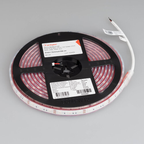 Светодиодная лента герметичная RTW-PFS-B60-13mm 12V Green (14.4 W/m, IP68, 5060, 5m) (Arlight, 14.4 Вт/м, IP68) - фото 3