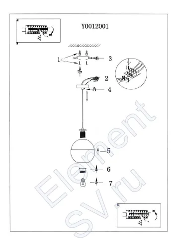Светильник лофт Y0012001 PA21 (220V, E27, стекло) - фото 7.