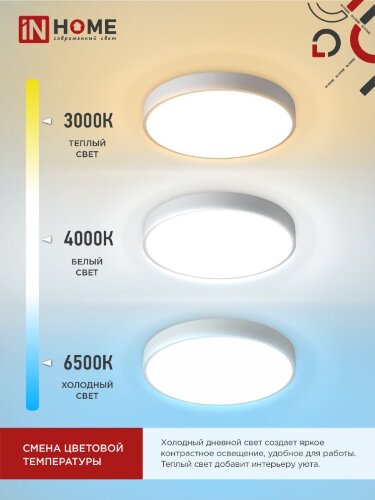 Светильник светодиодный SCANDY SIMPLE-120RCW 120Вт 230В 3000-6500K 9600Лм 500x50мм с пультом ДУ белый IN HOME - Фото 6