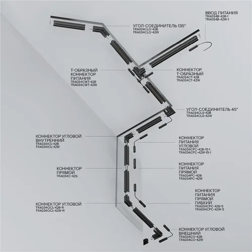 Шинопровод 3м Exility встраиваемый под ГКЛ 9,5мм,черный (Черный) - фото 2