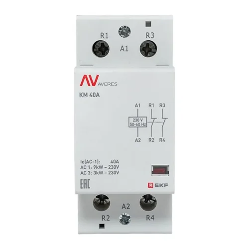 Контактор модульный КМ 40А 2NC 230В AC (2 мод.) AVERES EKF km-av-2-40-02-230V - фото 3