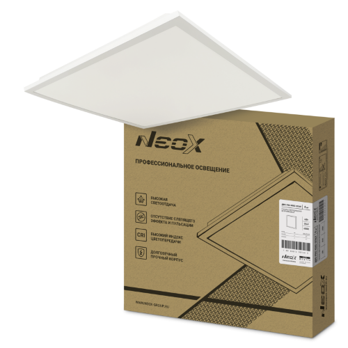 Панель светодиодная встраиваемая ДВО-PRO 4065-ОПАЛ 40Вт 6500К 120лм/Вт CRI80 IP40 595х595х30мм NEOX - Фото