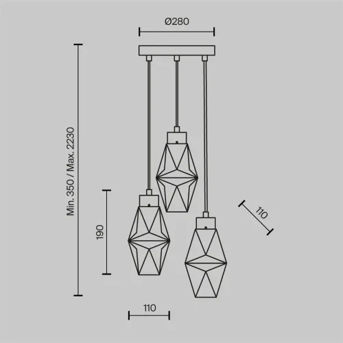 Подвесной светильник Время коктейлей / Cocktail time G9х3 (Золото) MOD325PL-03G - фото 2