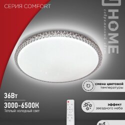 Светильник светодиодный COMFORT MYSTERY 36Вт 230В 3000-6500K 2900Лм 400x70мм с пультом ДУ IN HOME
