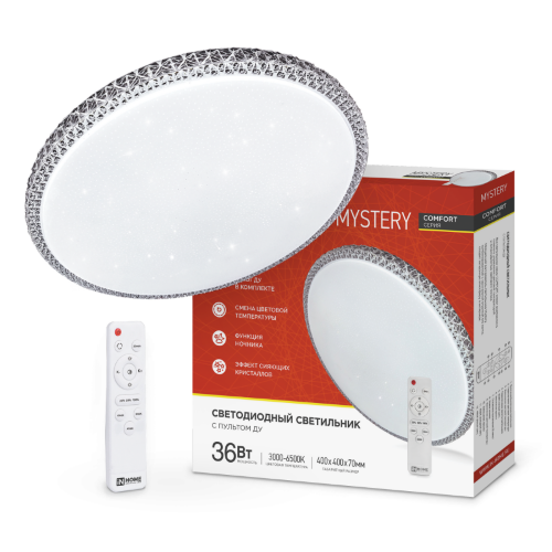 Светильник светодиодный COMFORT MYSTERY 36Вт 230В 3000-6500K 2900Лм 400x70мм с пультом ДУ IN HOME - Фото