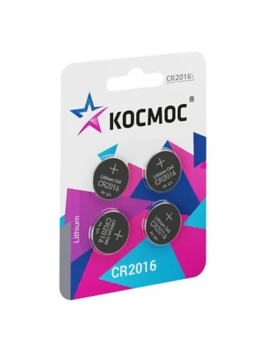 Элемент питания литиевый CR2016 4хBL (блист.4шт) КОСМОС KOC2016BL4 - фото