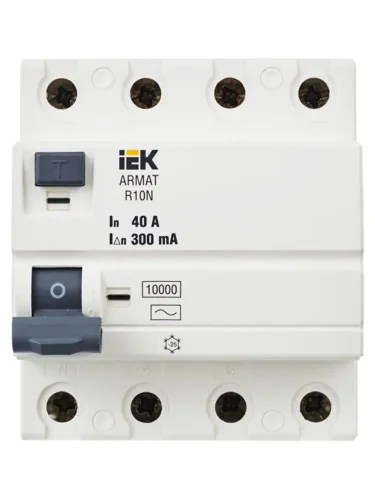 Выключатель дифференциального тока (УЗО) 4п 40А 300мА тип AC ВДТ R10N ARMAT IEK AR-R10N-4-040C300 - фото 2