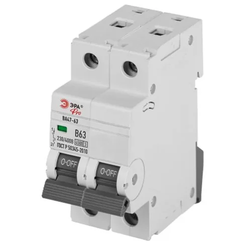 Выключатель автоматический 2п C 6А 4.5кА ВА47-63 PRO ЭРА Б0059418 - фото