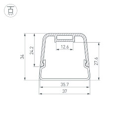 Профиль с экраном LINE-D-3734-2000 TETRA OLIVE GREY+OPAL  (Arlight, Алюминий)
