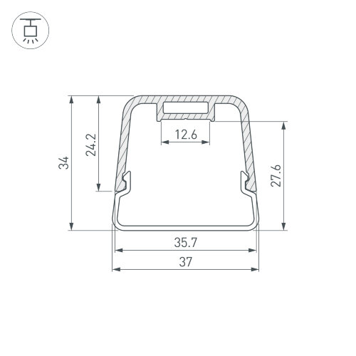 Профиль с экраном LINE-D-3734-2000 TETRA OLIVE GREY+OPAL  (Arlight, Алюминий) - фото 3