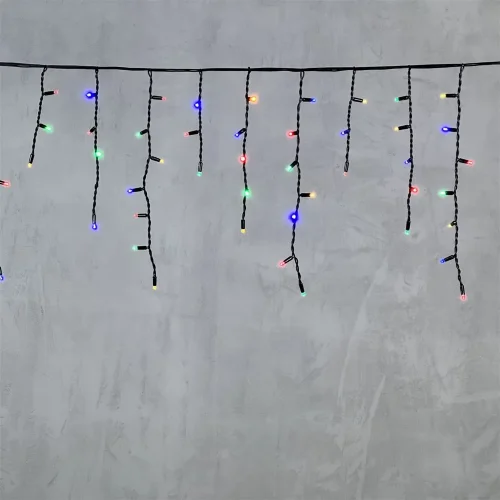 Гирлянда Бахрома 3,1 х 0,5 м Разноцветная 220В, 120 LED, Провод Черный Каучук, IP65. Фото 1.