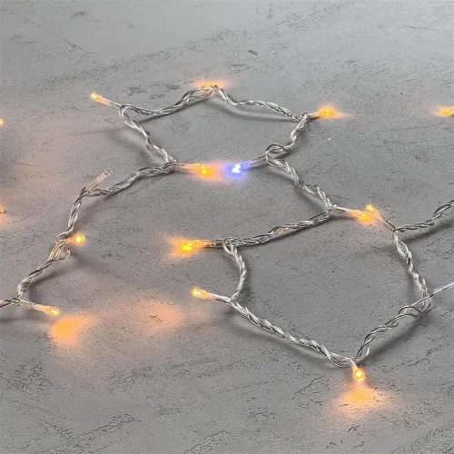 Гирлянда Нить 10м Желтая с Мерцанием Белого Диода 220В, 100 LED, Провод Прозрачный ПВХ, IP54. Фото 3.