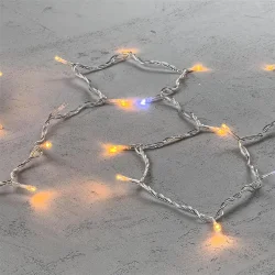 Гирлянда Нить 10м Желтая с Мерцанием Белого Диода 220В, 100 LED, Провод Прозрачный ПВХ, IP54