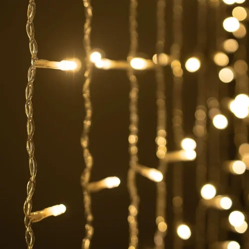 Гирлянда Занавес Облегченный 2 x 1 м Тепло-Белый 220В, 200 LED, Провод Прозрачный ПВХ, IP54. Фото 5.