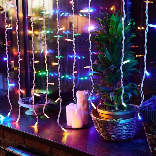 ULD-C2030-240-TWK MULTI IP67 Занавес светодиодный с эффектом мерцания, 3х2м, Соединяемый, 240 светодиодов, Разноцветный свет, Провод белый. - фото 7