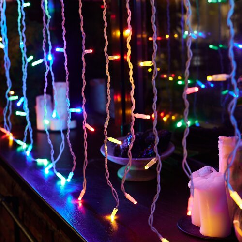 ULD-C2030-240-TWK MULTI IP67 Занавес светодиодный с эффектом мерцания, 3х2м, Соединяемый, 240 светодиодов, Разноцветный свет, Провод белый. - фото 8