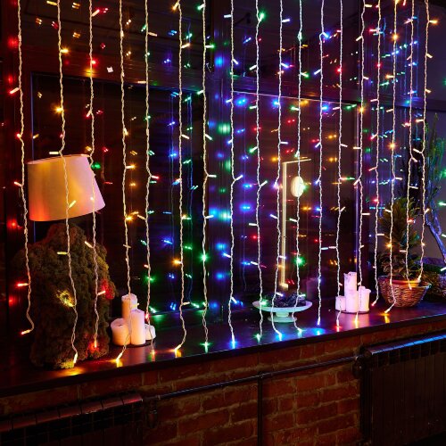 ULD-C2030-240-TWK MULTI IP67 Занавес светодиодный с эффектом мерцания, 3х2м, Соединяемый, 240 светодиодов, Разноцветный свет, Провод белый. - фото 9