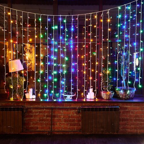 ULD-C2030-240-TWK MULTI IP67 Занавес светодиодный с эффектом мерцания, 3х2м, Соединяемый, 240 светодиодов, Разноцветный свет, Провод белый. - фото 10