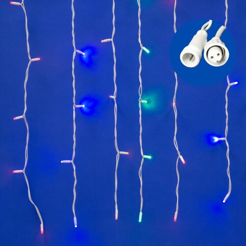 ULD-C2030-240/TWK MULTI IP67 Занавес светодиодный с эффектом мерцания, 3х2м. Соединяемый. 240 светодиодов. Разноцветный свет. Провод белый. - фото