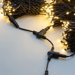 Комплект 3 Тепло-Белых Нити по 20м, 600 LED, Провод Черный Каучук 2,3мм, IP54