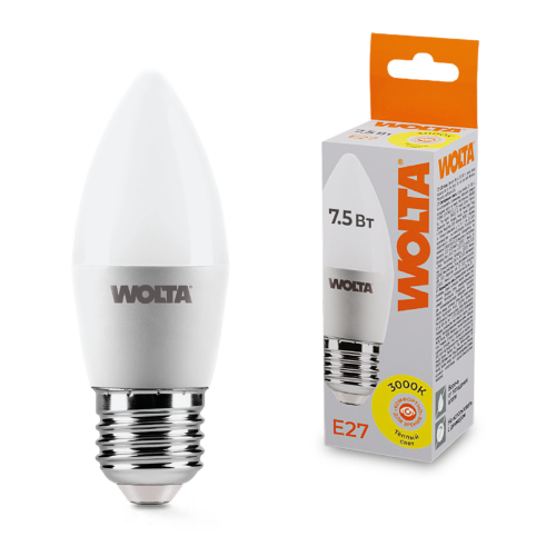Светодиодная лампа WOLTA 25YC7.5E27 7.5Вт 3000K E27 - фото 1.