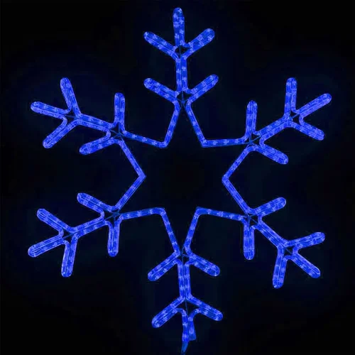 Светодиодная Снежинка &#171;Путеводная Звезда&#187; Ø0,8м, Синяя, Дюралайт на Металлическом Каркасе, IP65. Фото 1.