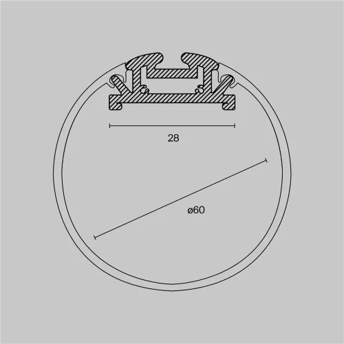 Алюминиевый профиль подвесной D60 (Серебро, 2 м), ALM-D60-S-2M (Серебро) ALM-D60-S-2M - фото 2