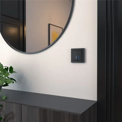 Выключатель двухклавишный проходной с подсветкой (Hammar черный) W1222108 - фото 3