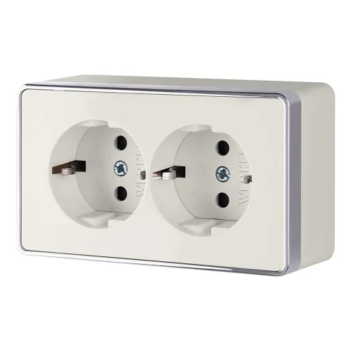 Розетка двойная с заземлением Gallant слоновая кость W5072103 - фото