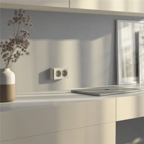 Розетка двойная с заземлением Gallant слоновая кость W5072103 - фото 2