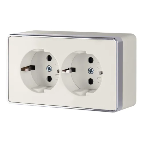 Розетка двойная с заземлением Gallant слоновая кость W5072103 - фото