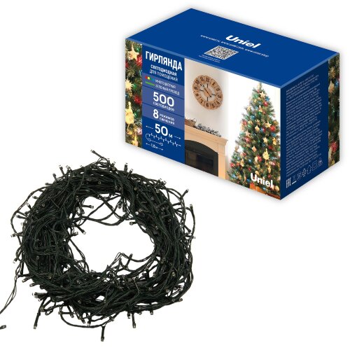 ULD-S5000-500-DGA MULTI IP20 Гирлянда светодиодная, 50м, 500 светодиодов, Разноцветный свет, Провод зеленый - фото 14