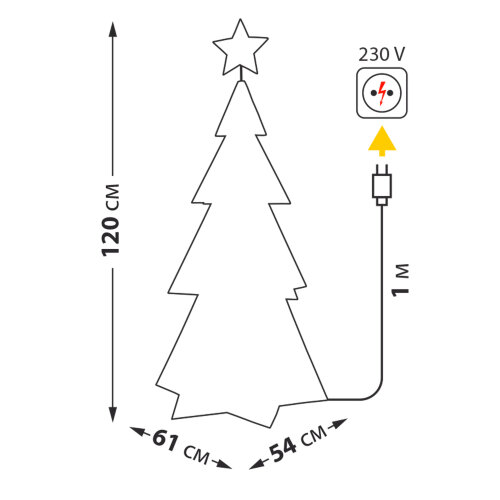 ULD-R502 220V XMAS TREE Светильник декоративный Ёлка, 400 светодиодов, Белый свет, Цвет корпуса радужный, TM Uniel - фото 7