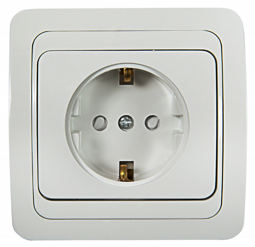 Розетка одинарная с заземлением со шторкой CLASSICO белая 2028x IN HOME - Фото 2