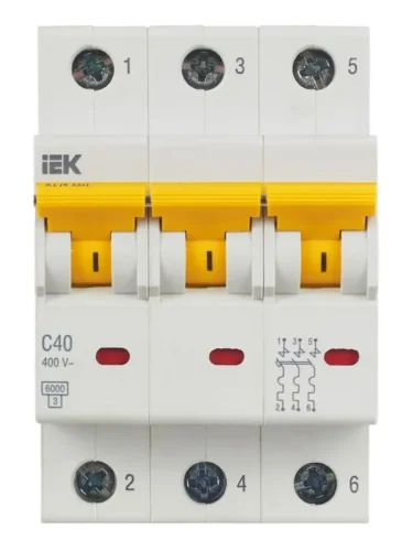 Выключатель автоматический модульный 3п C 40А 6кА ВА47-60M KARAT IEK MVA31-3-040-C - фото 2