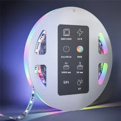 Светодиодная лента 12В 5050 14,4Вт/м 5м IP 67 Адресная (SPI) Цветная (RGB) 201244 (Белый) 201244