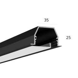 Алюминиевый LED профиль LINE 3525 IN ral9005 LT70 (с экраном) — 2500мм