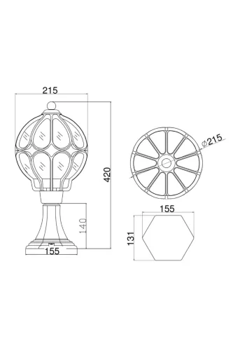 Ландшафтный светильник Via E27х1 60Вт IP 44 (Золото Антик) - фото 9