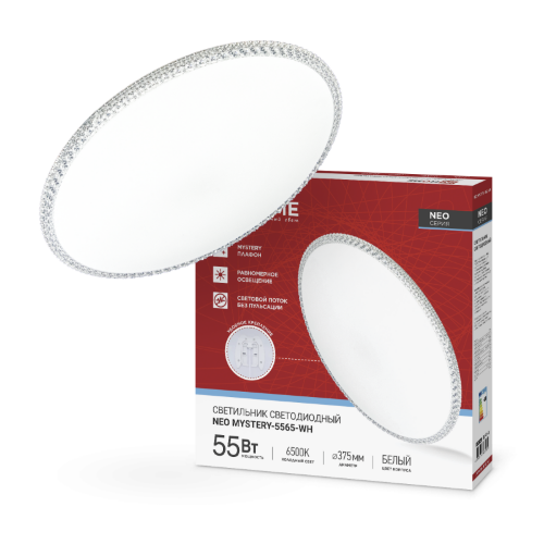 Светильник светодиодный NEO MYSTERY-5565-WH 55Вт 230В 6500K 4400Лм 375x59мм белый IN HOME - Фото