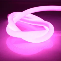 Светодиодный гибкий неон круглый 14мм 220V pink LN411