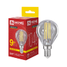 Лампа светодиодная LED-ШАР-deco 9Вт 230В Е14 3000К 1040Лм прозрачная IN HOME - Фото