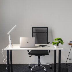 TLD-564 White-Black-LED-500Lm-3000-6000K-Dimmer-NightLight Светильник настольный с ночником, 8W, Сенсорный выключатель, Диммер, Белый с черным