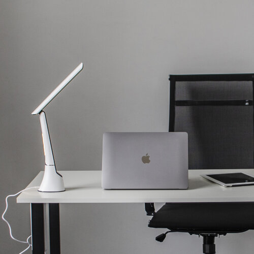 TLD-564 White-Black-LED-500Lm-3000-6000K-Dimmer-NightLight Светильник настольный с ночником, 8W, Сенсорный выключатель, Диммер, Белый с черным, ТМ Uniel - фото 4