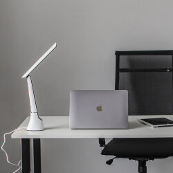 TLD-564 White-Black-LED-500Lm-3000-6000K-Dimmer-NightLight Светильник настольный с ночником, 8W, Сенсорный выключатель, Диммер, Белый с черным