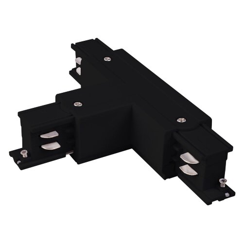 Коннектор Т-образный для трехфазного шинопровода левый черный - фото 1