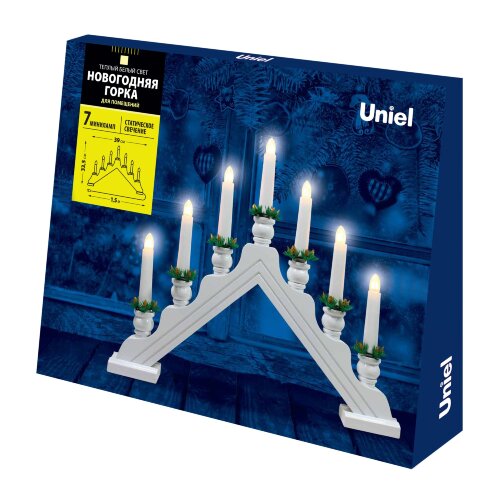 UDL-L7301-007-SWA-WW WHITE BRIDGE Фигура Новогодняя горка, 39.5х30.5см, 7 миниламп накаливания, Теплый белый свет, Корпус белый, Материал дерево, TM Uniel - фото 8